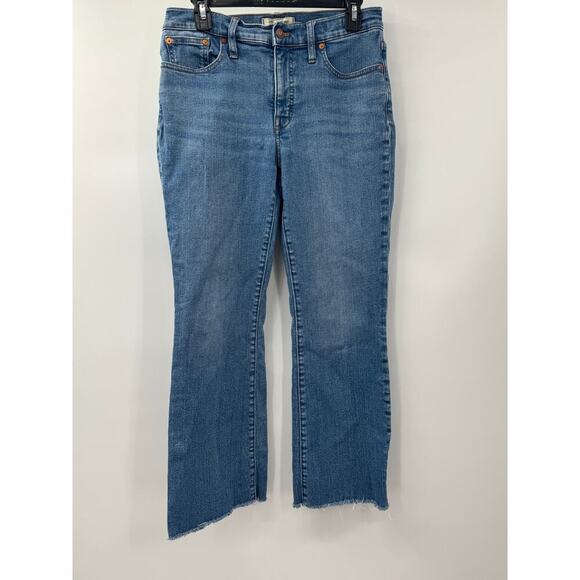 Madewell Mid-Rise Kick Out Jeans Size 28‎ Cherryville Wash NI962 Raw Hem Bootcut - Picture 1 of 8